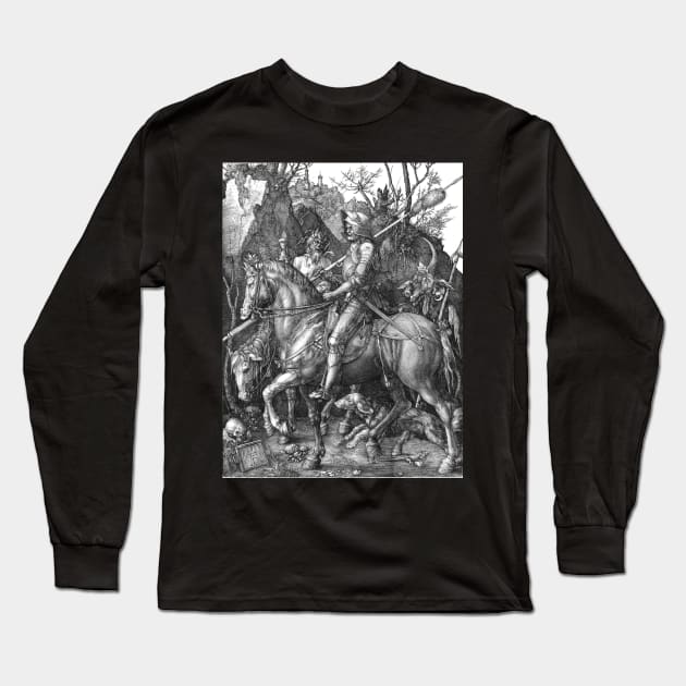 Knight and the Devil by Albrecht Durer Long Sleeve T-Shirt by blackroserelicsshop@gmail.com